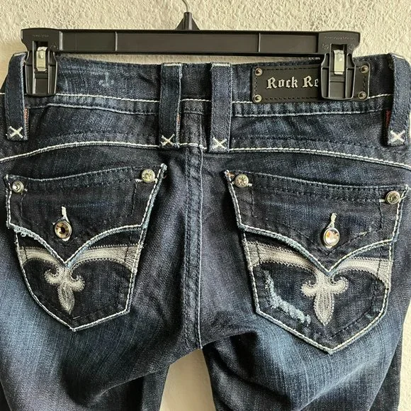 NWOT Rock Revival Women's Dark Wash Stephanie Boot Cut Jeans Size 27 - Picture 11 of 16